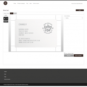 Business printing online homepage store card example